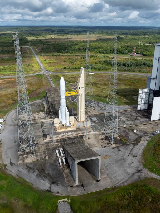 Blick auf die Startrampe in Kourou in Französisch-Guyana.