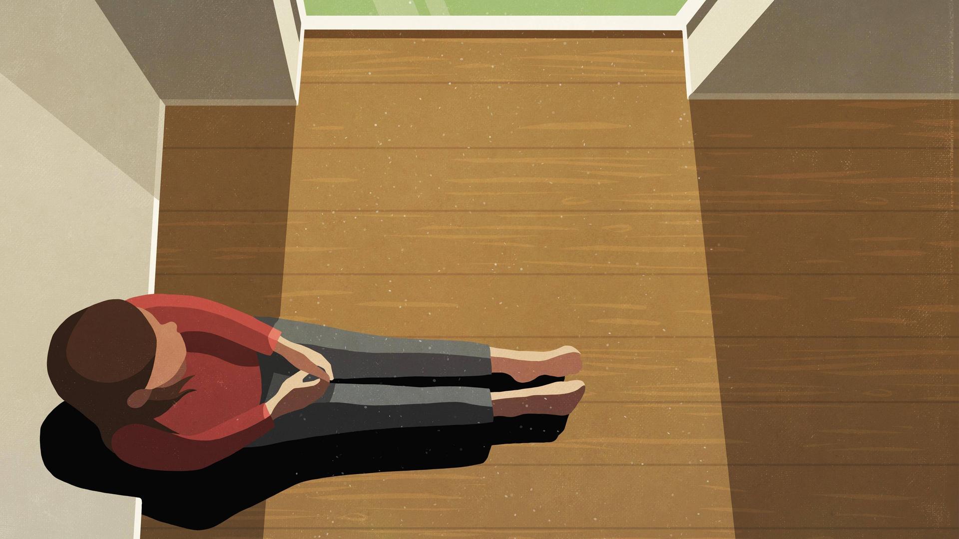 Eine Frau sitzt allein im Zimmer und schaut aus dem Fenster. (Illustration) Eine Frau sitzt allein im Zimmer und schaut aus dem Fenster. (Illustration)