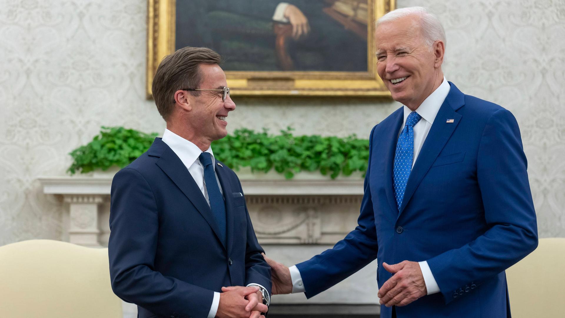 Archivaufnahme: US-Präsident Biden empfängt den schwedischen Premier Ulf Kristersson im Weißen Haus.