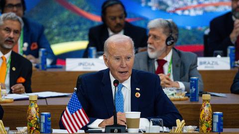 US-Präsident Biden spricht auf dem G20-Gipfel in Brasilien. 