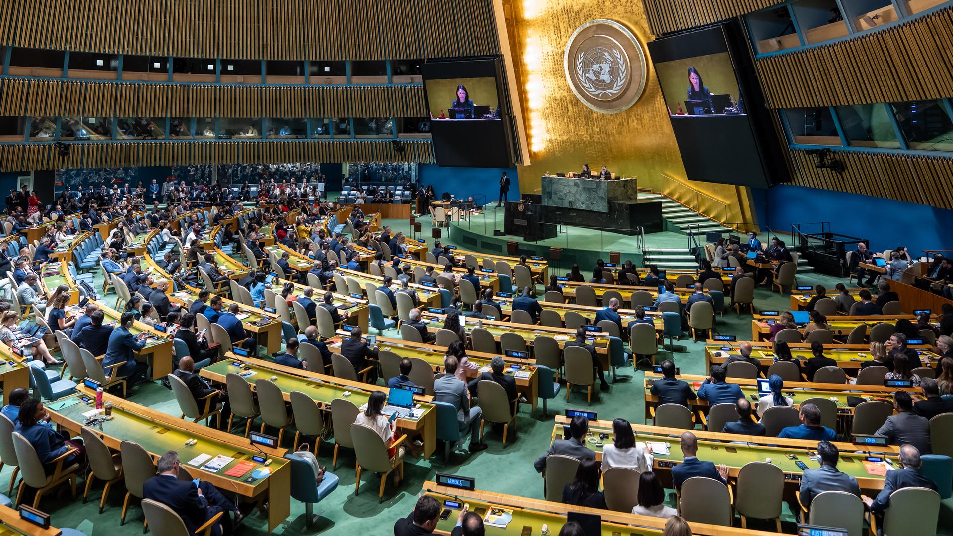 Der Saal im Hauptquartier der Vereinten Nationen in New York City