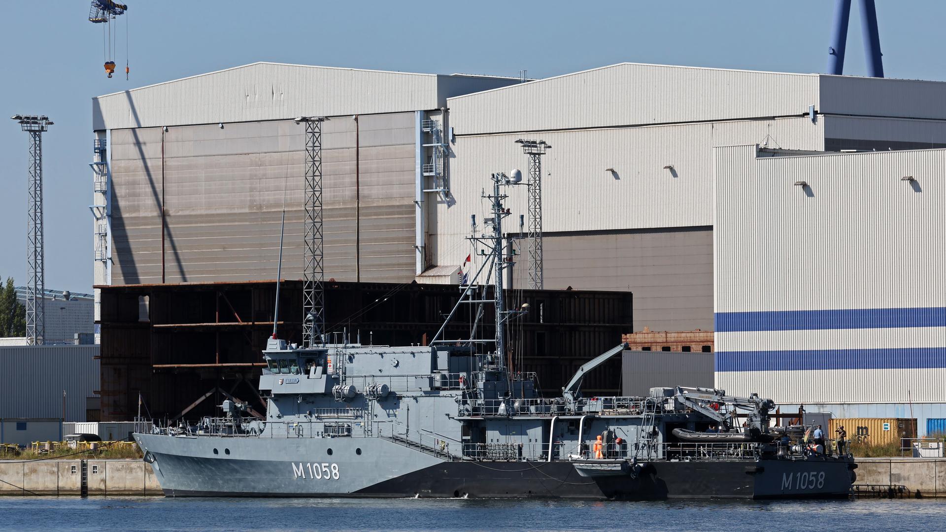 Das Minenjagdboot "Fulda" aus Kiel. 