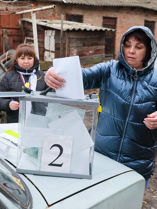 Präsidentschaftswahl in Russland, Stimmabgabe im russisch besetzten Teil der Region Donezk am 14. März 2024