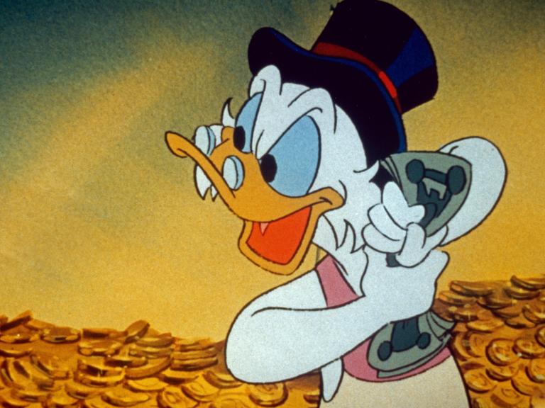 Dagobert Duck in seinem Geldspeicher