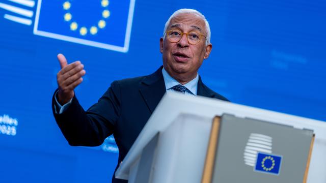 António Costa, Präsident des Europäischen Rates, spricht bei der Pressekonferenz nach dem EU-Gipfel. 