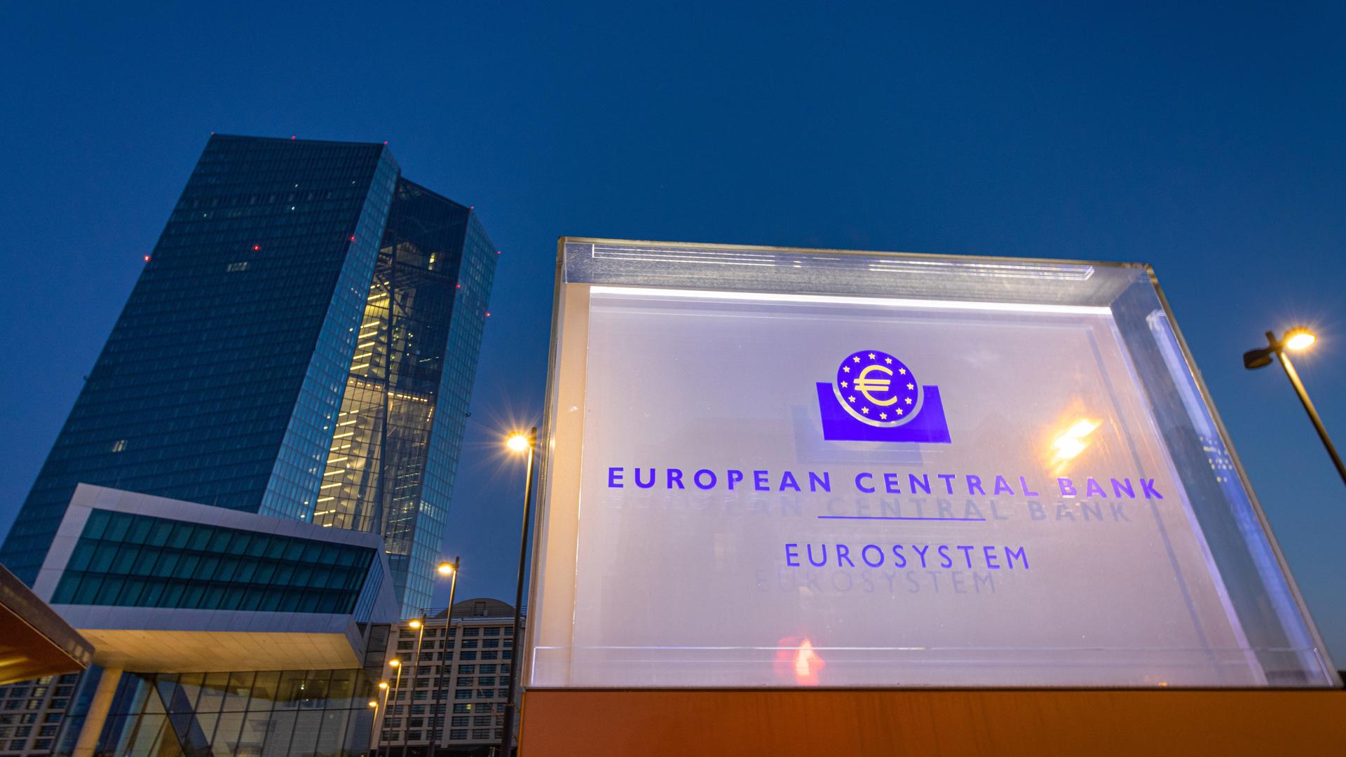 Das Gebäude der  Europäischen Zentralbank (EZB) in Frankfurt am Main.