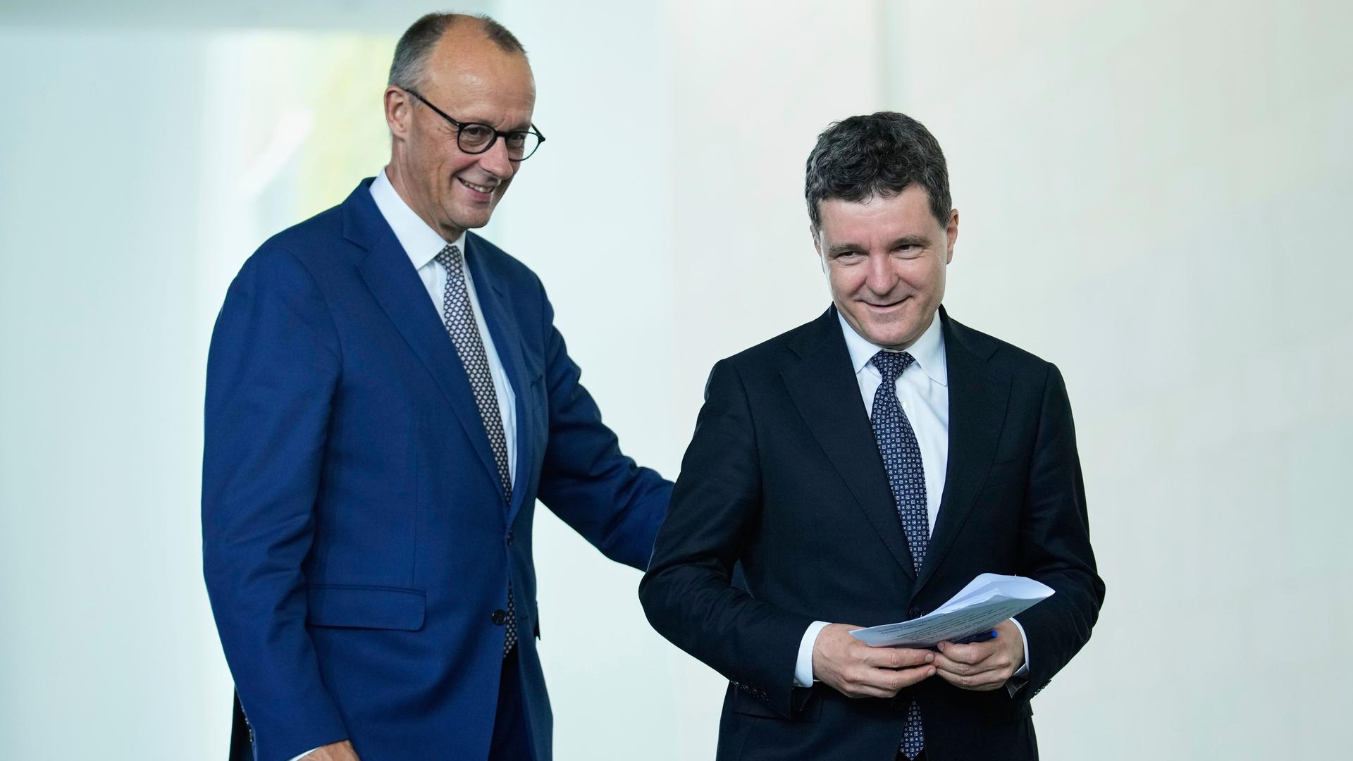 Bundeskanzler Friedrich Merz und der rumänische Präsident Nicusor Dan 