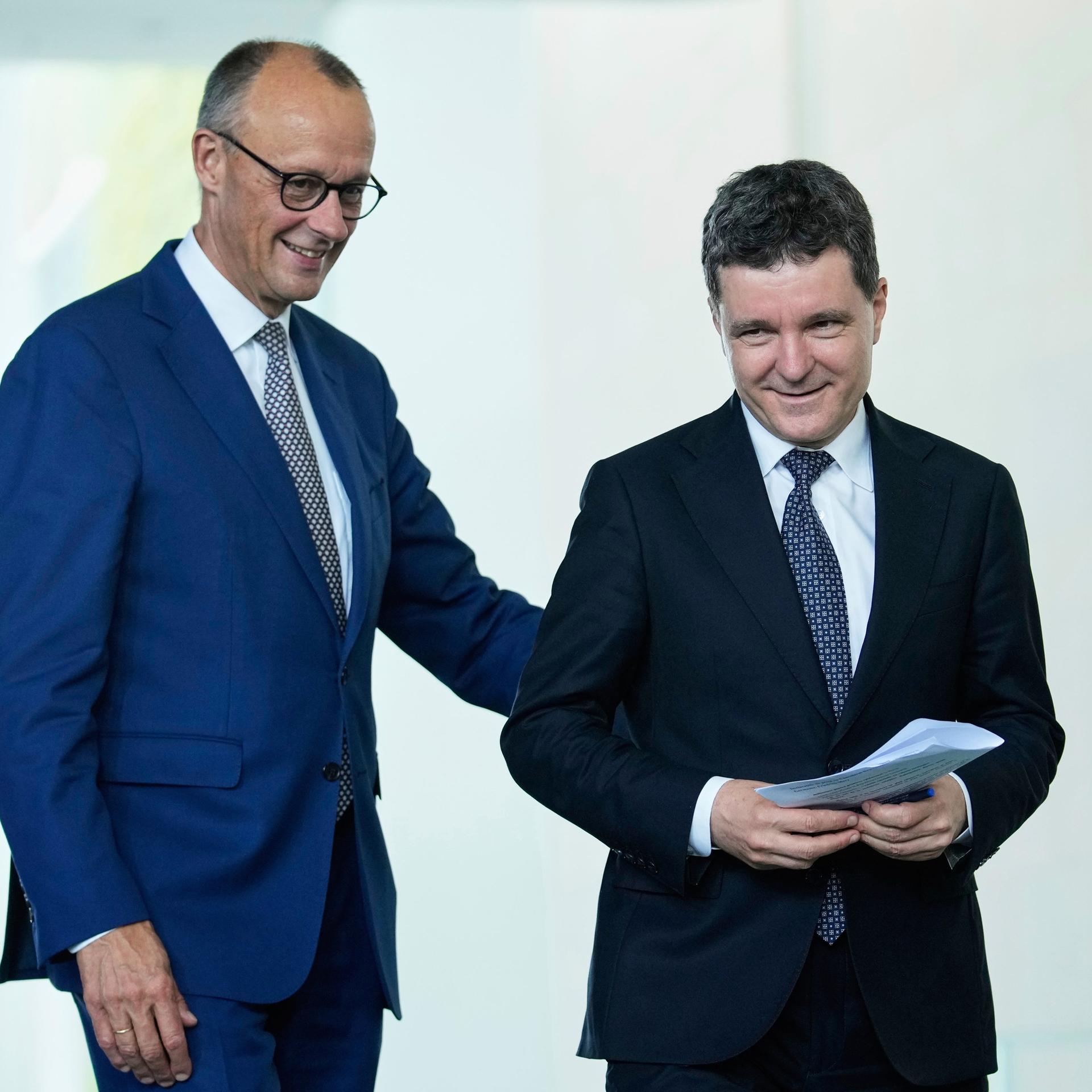 Bundeskanzler Friedrich Merz und der rumänische Präsident Nicusor Dan 