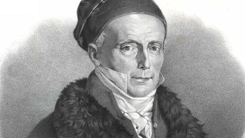 Schwarz-Weiß-Zeichnung des Astronomen Heinrich Christian Schumacher