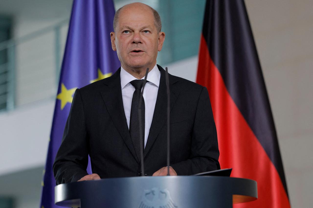 Bundeskanzler Olaf Scholz äußert sich im Bundeskanzleramt in Berlin zur Lage in Israel