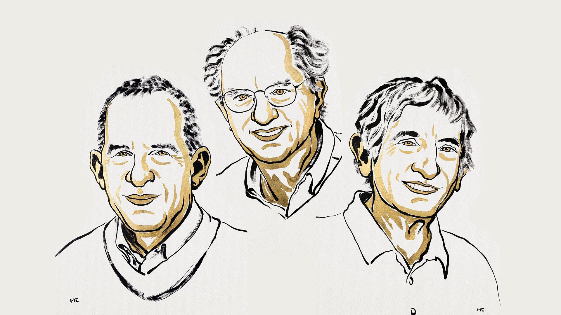 Eine Illustration zeigt die Gewinner des Physik-Nobelpreises 2025.