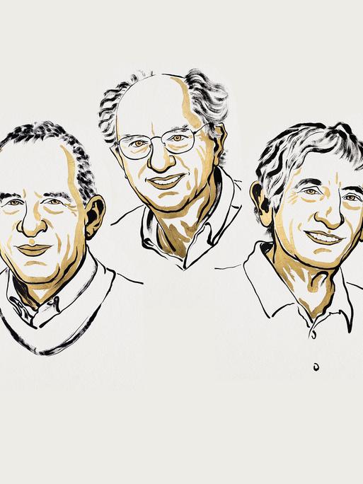 Eine Illustration zeigt die Gewinner des Physik-Nobelpreises 2025.