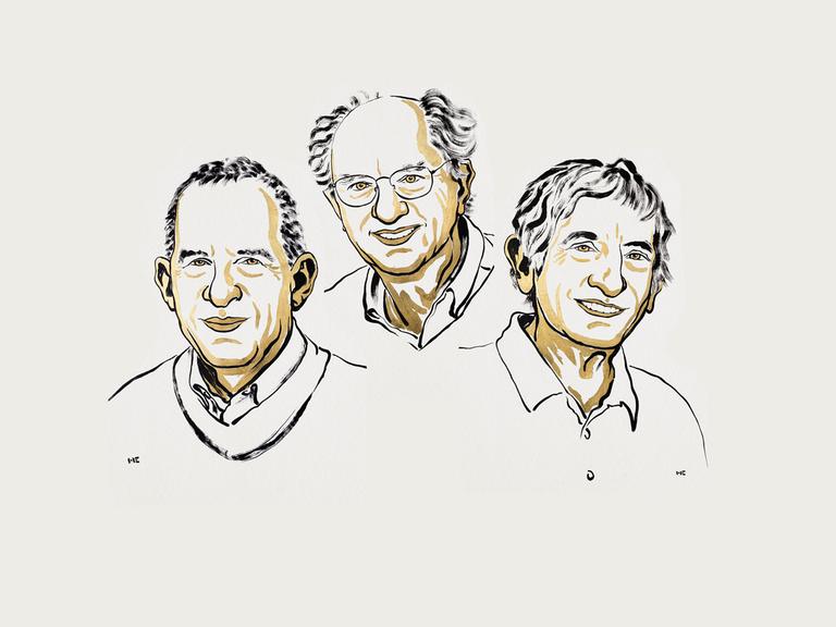 Eine Illustration zeigt die Gewinner des Physik-Nobelpreises 2025.
