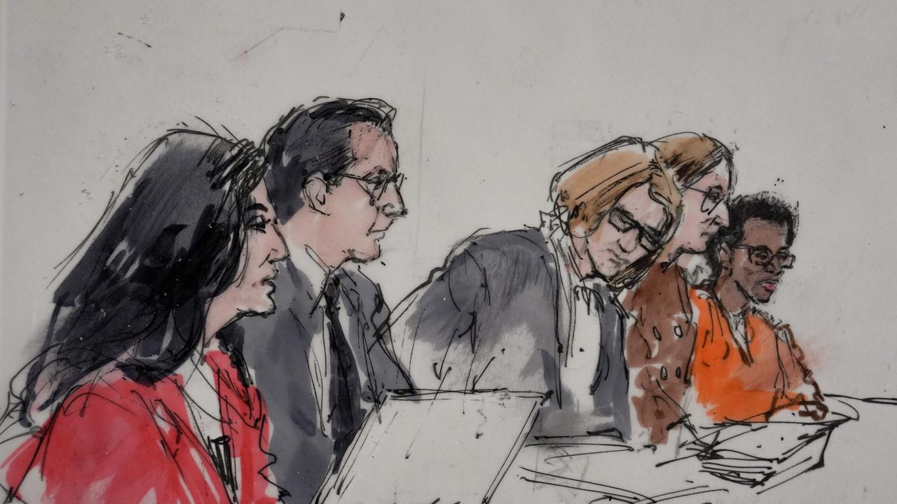 In dieser Gerichtsskizze ist David Anthony Burke, alias D4vd, ganz rechts, vor Gericht in Los Angeles zu sehen. 