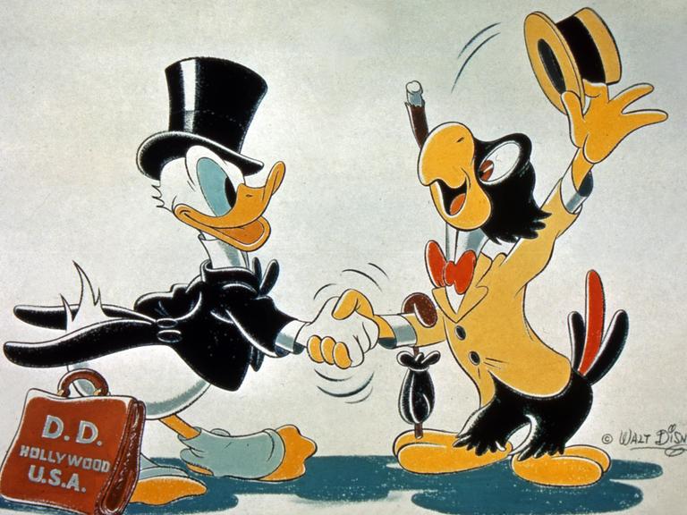 Donald Duck und José Carioca schütteln die Hände