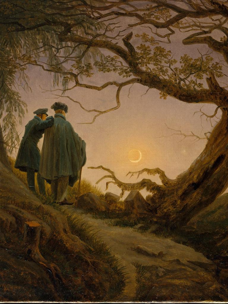 Das Gemälde "Zwei Männer bei der Betrachtung des Mondes" von Caspar David Friedrich