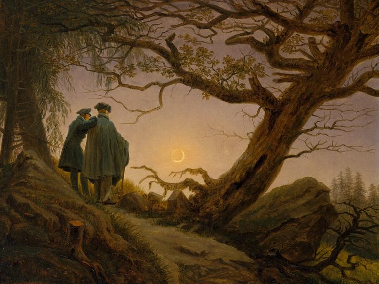 Das Gemälde "Zwei Männer bei der Betrachtung des Mondes" von Caspar David Friedrich