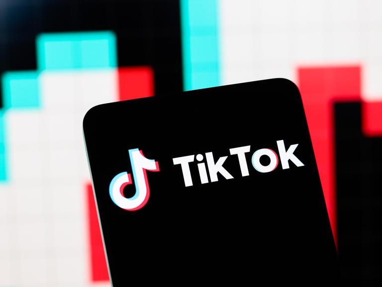 Ein TikTok-Logo auf einem Smartphone. (Quelle: picture alliance)