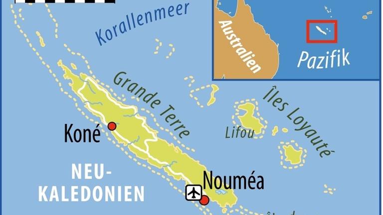 Karte der Pazifik-Region um Neukaledonien