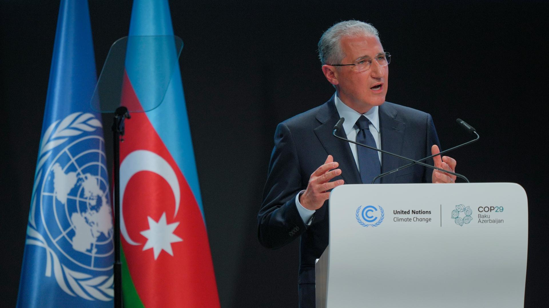 Mukhtar Babayev, COP-29-Präsident, spricht auf der Eröffnung der Weltklimakonferenz in Baku, Aserbaidschan. 