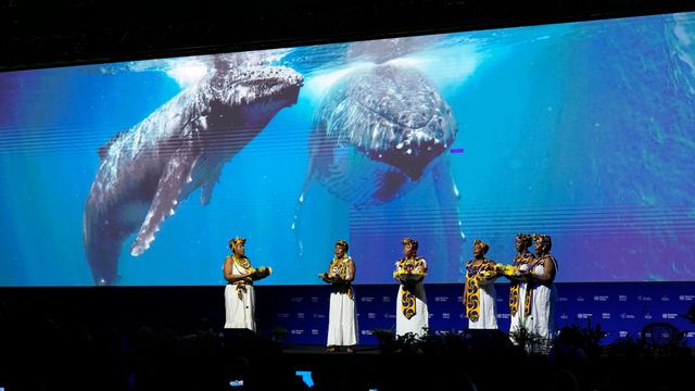 Afrokolumbianische Frauen treten während der Eröffnungszeremonie der COP16, einer Konferenz der Vereinten Nationen zum Thema Biodiversität, im kolumbianischen Cali auf. 