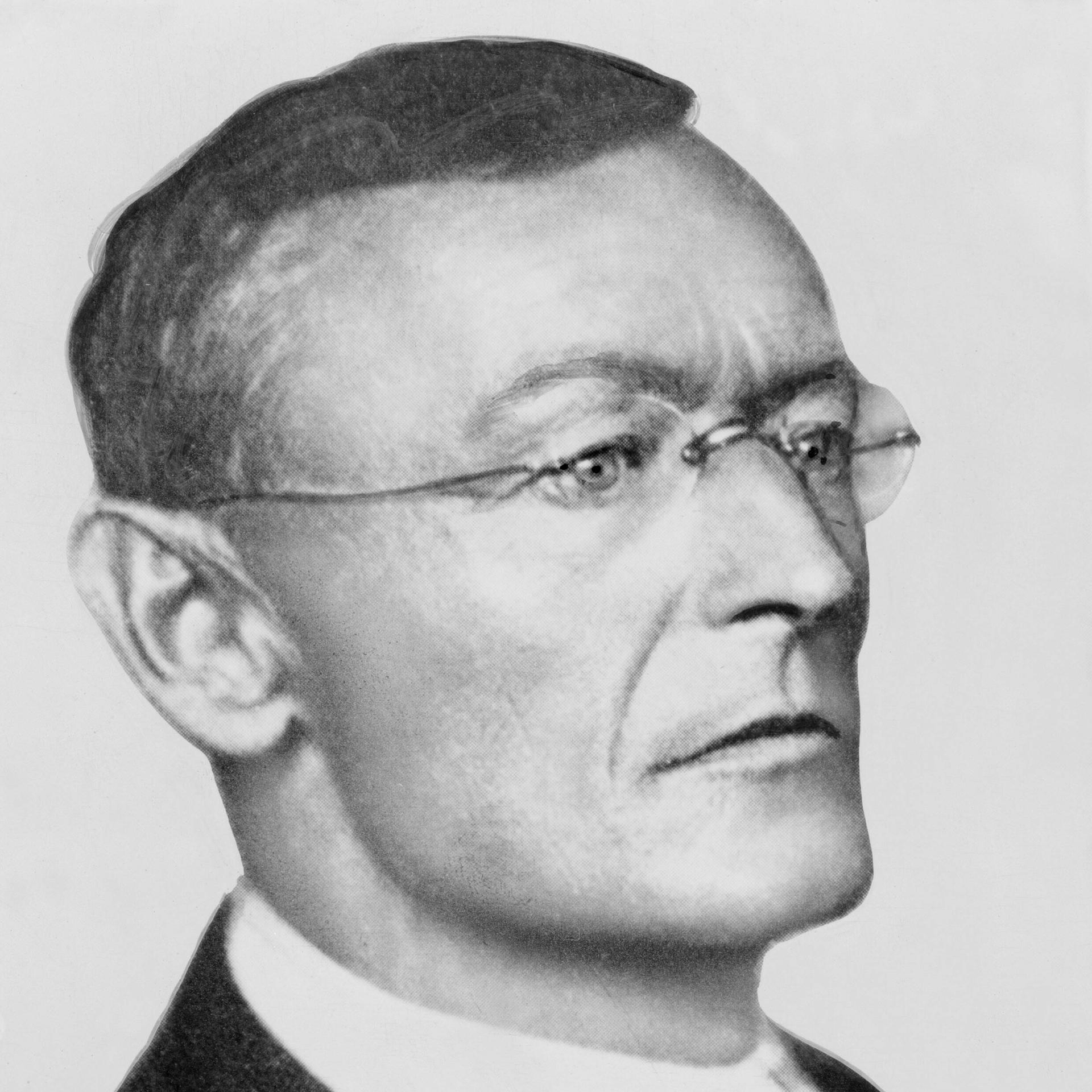 Seitliche Schwarz-weiß-Ansicht von Hermann Hesse