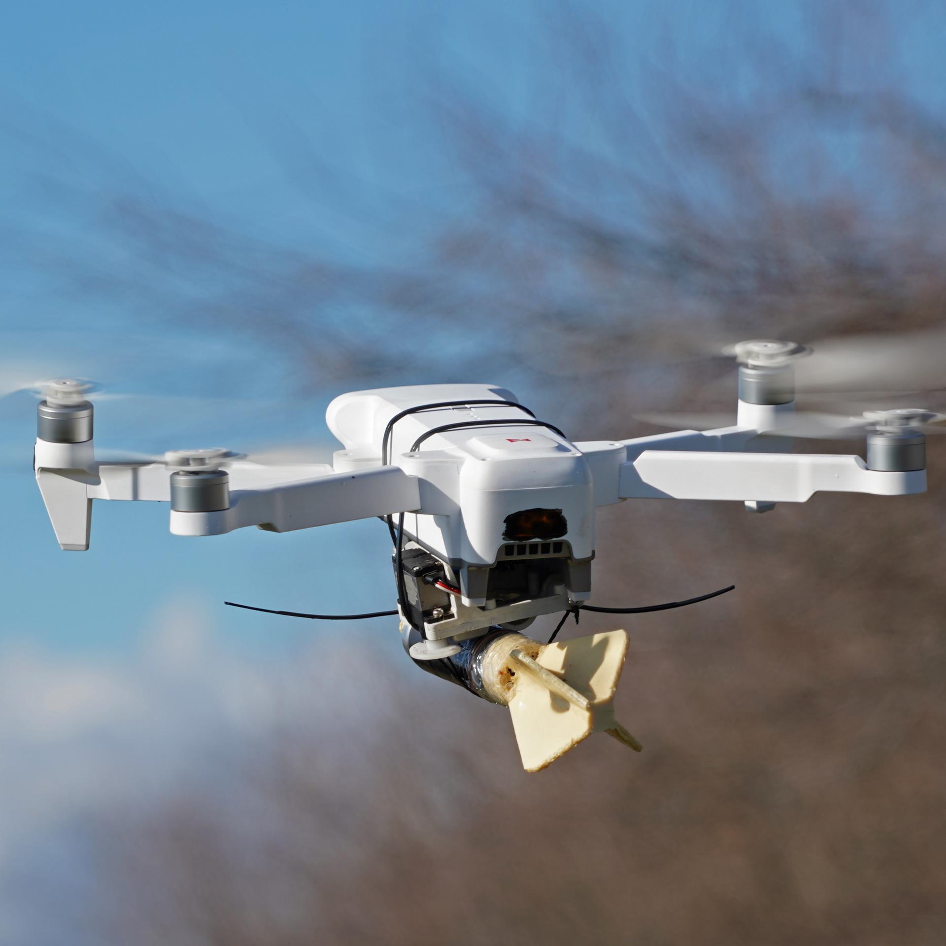 DIESES FOTO WIRD VON DER RUSSISCHEN STAATSAGENTUR TASS ZUR VERFÜGUNG GESTELLT. Das Bild zeigt eine explosive russische Drohne 