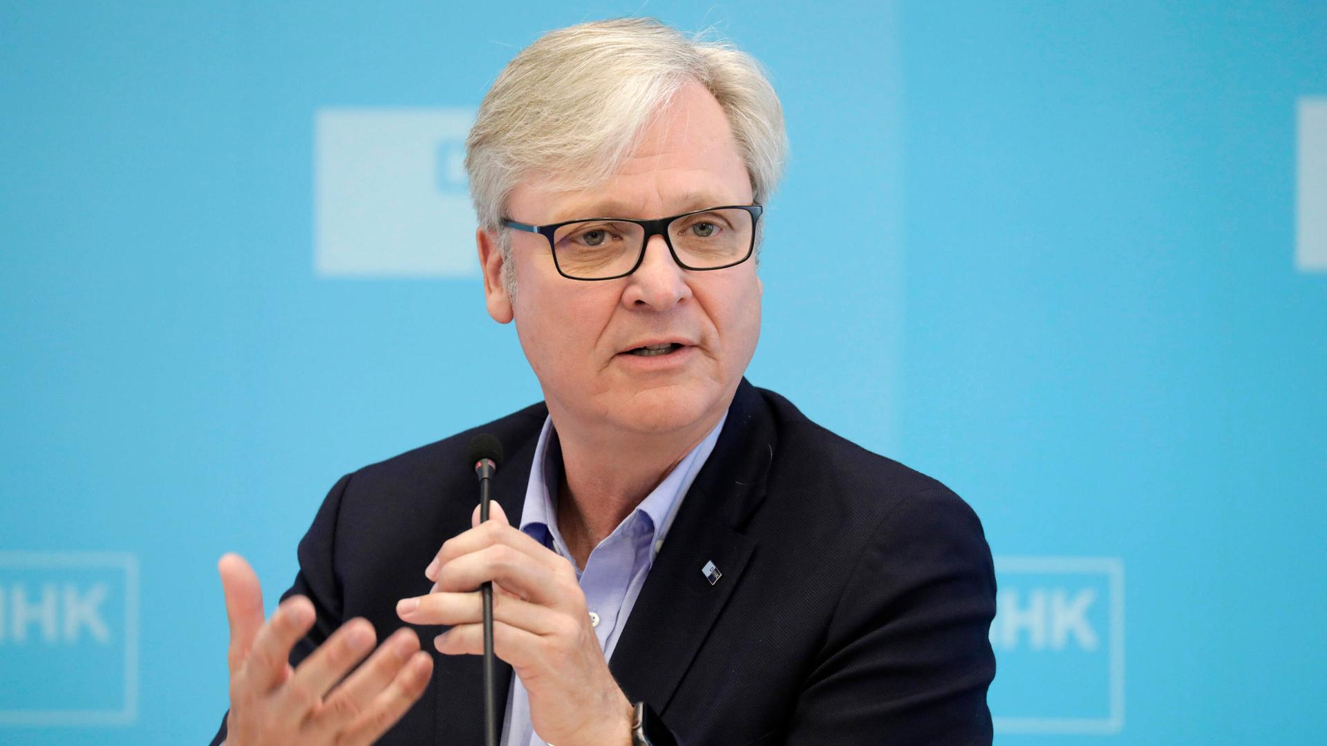 Martin Wansleben, Hauptgeschaeftsfuehrer des DIHK e.V., Pressekonferenz zu Konjunktur-Blitzumfrage