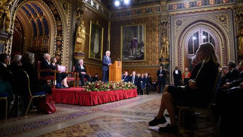London: Bundespräsident Frank-Walter Steinmeier spricht im Westminster-Palast vor dem britischen Parlament. 